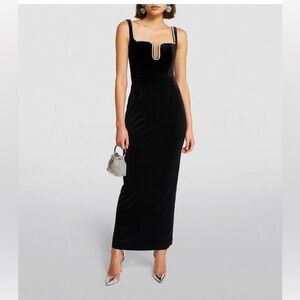 SELF-PORTRAIT Crystal-Embellished Velvet Maxi Dress